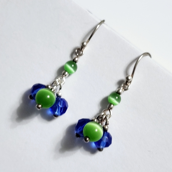 Sterling silver dangle earrings 1.5" - Picture 3 of 8